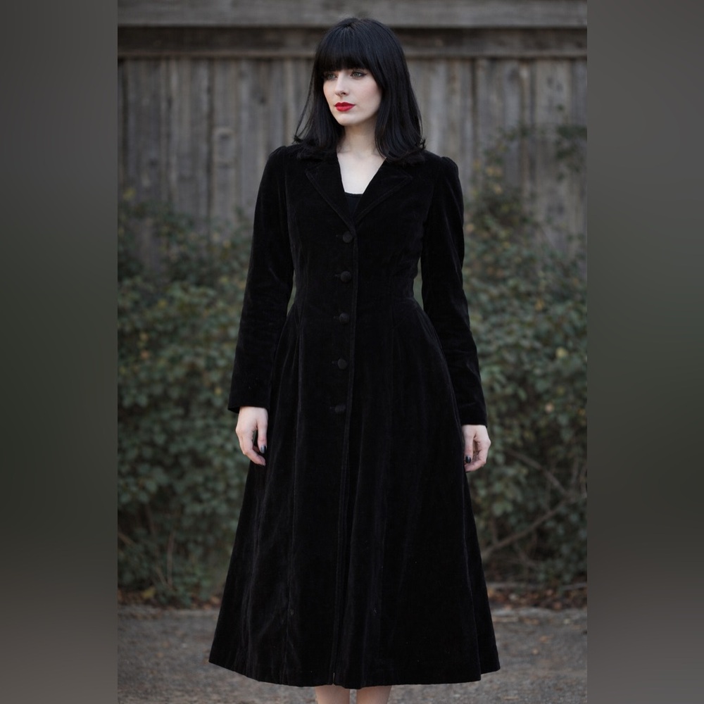 Lip Service Classic Black Velvet Long Coat